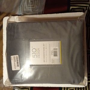 510 design 2 pc window panel set 37W  inch x 95L gray new open pack oeko tex